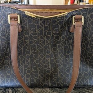 Calvin Klein Monogram Black and Brown Tote